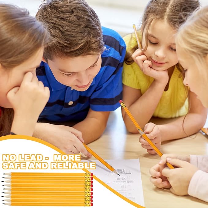 Zhehao 1200 Pcs #2 HB Pencils Yellow Pencils, Wood Cased Unsharpened Graphite Wood Pencils with Eraser for Office Supplies