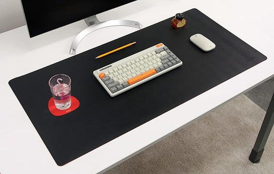 NODITO Dual-Sided Leather Desk Pad,Blotter for Laptop Computer,Mouse Pad,Writing,Drawing,Arts and Craft Mat (17"x35", Black/Red)