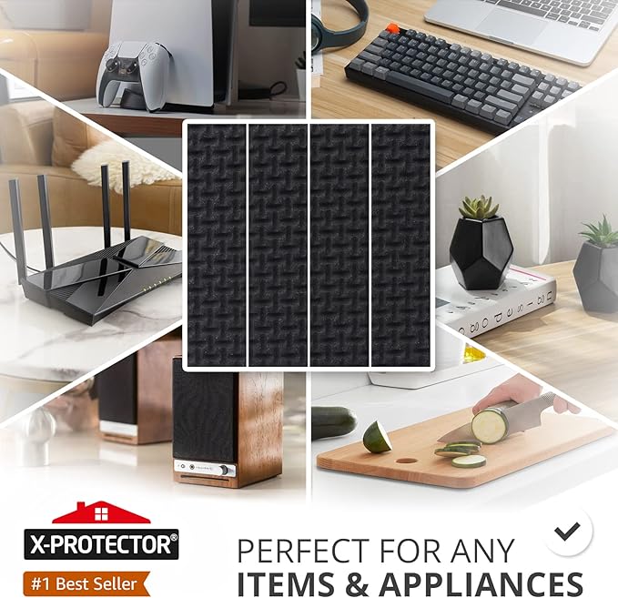 X-PROTECTOR Non-Slip Furniture Pads 8 PCS 1” x 4” - Rubber Furniture Grippers - Self-Adhesive Floor Protectors Grips for Furniture Feet!