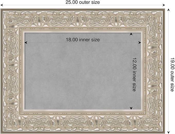 Amanti Art Silver Framed Magnetic Board 19x25 Small Vision Board for use with Magnets, 100% Metal Sheet to Display Items as Office Decor or for Home Organization in mudroom, Kitchen or Kids Room