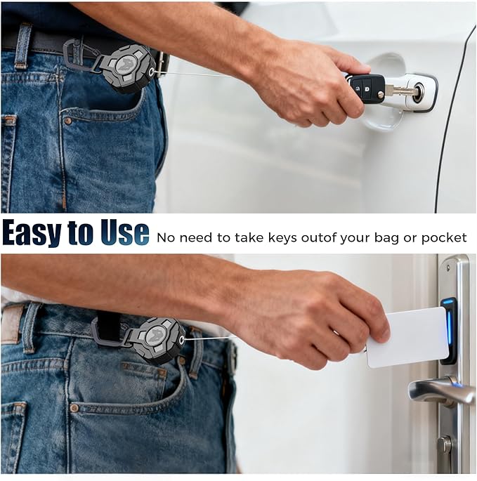 2-Pack Retractable Keychain, Heavy Duty Carabiner Badge Holder, Tactical ID Badge Reel Key Chain with 31.5” Steel Retractable Cord, 8.0 oz