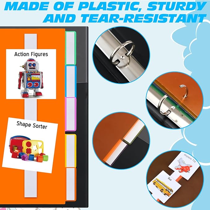 Communication Book Bulk 162 Laminate Icon Plastic Picture Cards with 5 Multicolor Dividers 1 Sentence Strip Sturdy for Autism Vocabulary Language Speech Articulation Learning Supplies