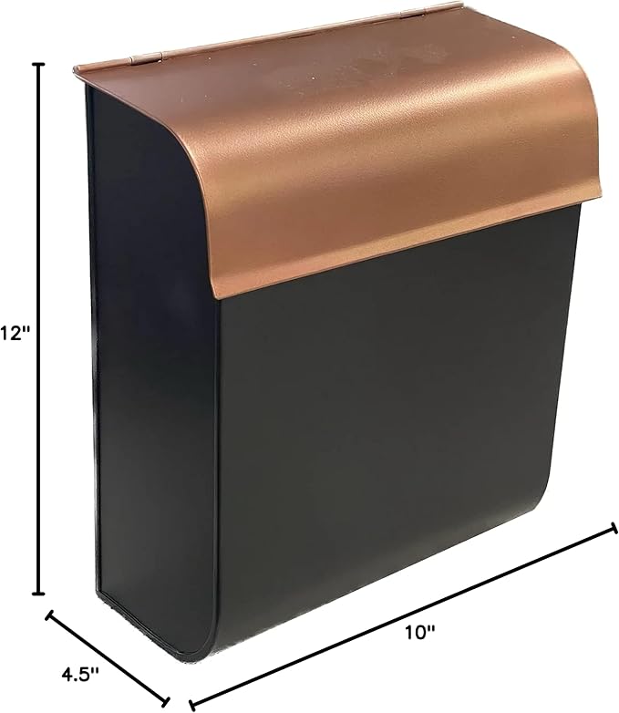 NACH Mailboxes for Outside Wall Mount, 12 x 4.5 x 10 inch, Black Mailbox for Door, Waterproof Mailbox Wall Mount - The Dominion Mailbox