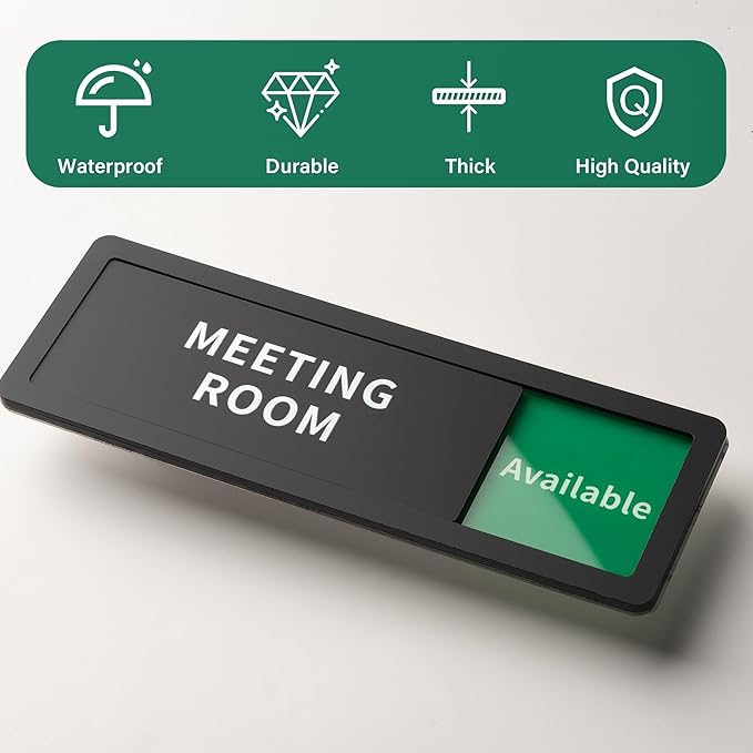 Office Room Door Sign Do Not Disturb,Versatile In-Use/Available Slider Sign for Office Home, Meeting Vacant Occupied Privacy Room Sign,Frosted Black 8" x 2.6"