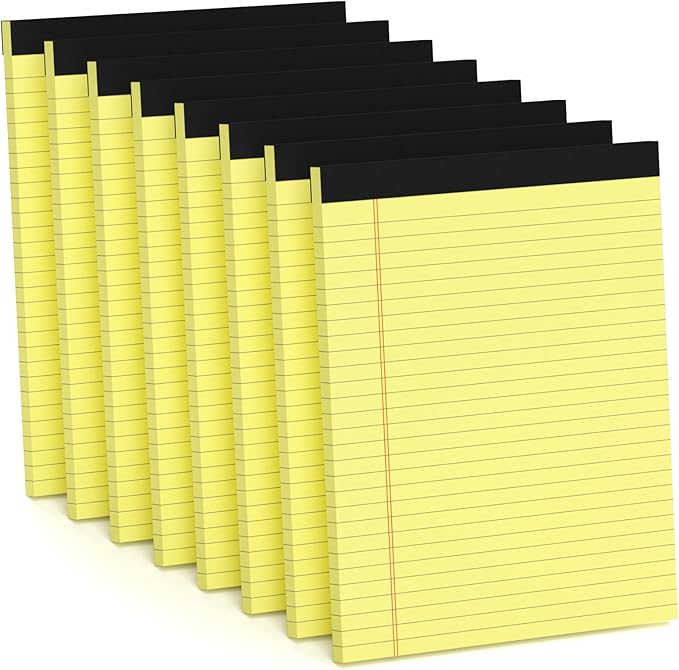 Aidunmis 8 Pack Yellow Legal Pads 8.5 x 11 Wide Ruled Note Pads 8.5x11 Lined Paper Writing Pads Notepads 8.5 x 11 Notebook Paper for Work Legal Notepads Yellow Pads of Paper 30 Sheets per Legal Pad