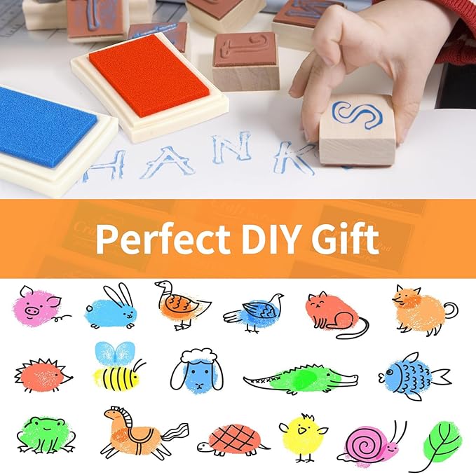 NIUBIER 15 Colors Craft Ink Pads, Washable Finger Stamp Pad for Kids Finger Painting, DIY Crafting, Paper, Wood Fabric, Rubber Stamps, Scrapbook Supplies