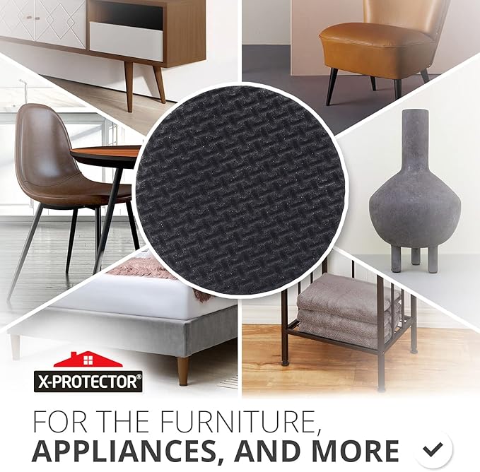 X-PROTECTOR Non Slip Furniture Pads - 8 pcs Premium Furniture Grippers 2"! Self-Adhesive Rubber Feet Furniture Feet - Ideal Non Skid Furniture Pad Floor Protectors - Keep Furniture in Place!