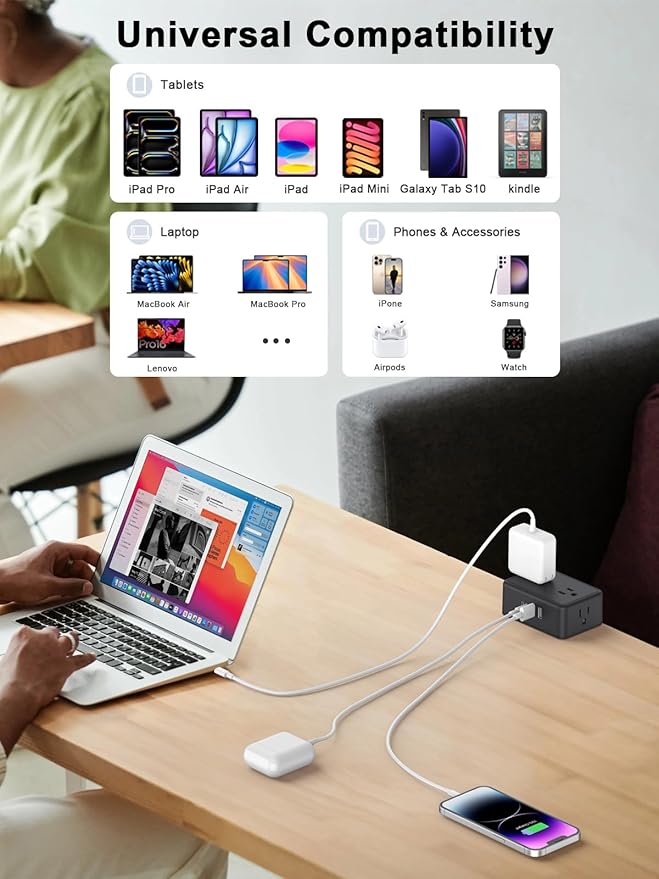 Desk Clamp Power Strip 13 Outlet 2USB-C Ports,2 USB-A Ports,Desktop Edge Mount Outlet Spaced Surge Protector Fast Charging Station, 6.6 Ft Extension Cord for Office Home.