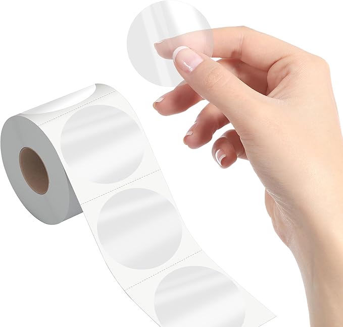 500 PCS Round Clear Seal Stickers, Transparent Envelope Mail Wafer Seal Self Adhesive Package Circle Label Dots with Perforation Line for Envelopes, Boxes and Gift Packaging (2” in Diameter)