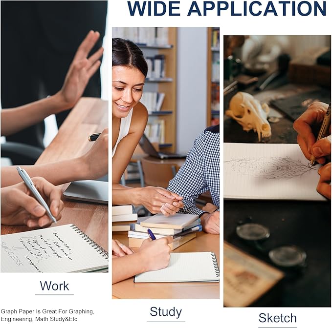 Engrowtic 3 Pack Graph Paper Spiral Notepad A5 Top Wirebound Notepad Grid Notebook Steno Pads Memo Notebook Grid Paper 140 Pages for Writing Sketching Drawing Office Supplies (Dark Color)