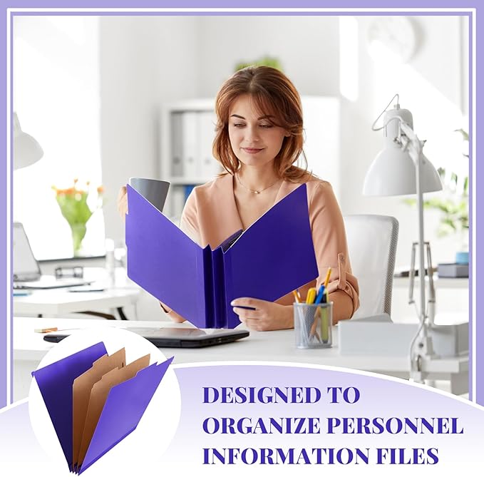 Skyygemm 36 Pcs Classification Folders Letter Size, 2 Divider Pressboard File Folders with 3. 5 Inch Expansion, 2 Prongs Fastener, Heavy Duty Office File Organizers for Teachers, Medical (Purple)