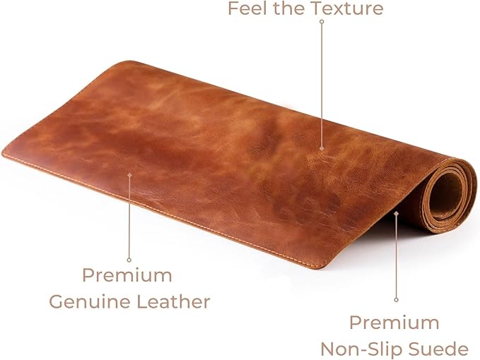 Node Leather - Genuine Leather Desk Mat (32" x 16"), Desk Organizer & Cup Coaster - Leather Office Set - Premium Handmade Office Accessories for Elegant Workspace - Brown