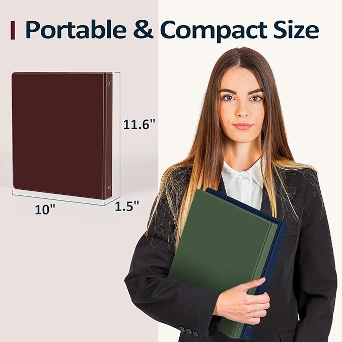 BinderX Extra Durable 1.5 Ring Binder, Round Ring 1.5 Inch Binders, Fits 325 Sheets of 8.5x11 Paper, Customizable View Cover with Inside Pockets, Cute 1.5" Binder, School Supplies for Girls, Navy Blue