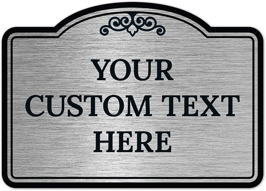 Custom Decorative Sign, Personalized Metal Sign for Business, Driveway, Home, Airbnb, Office Door Plaque, Brushed Nickel Sign, 14x10 Inches, ACM, Fade Resistant, Made in USA by Sigo Signs