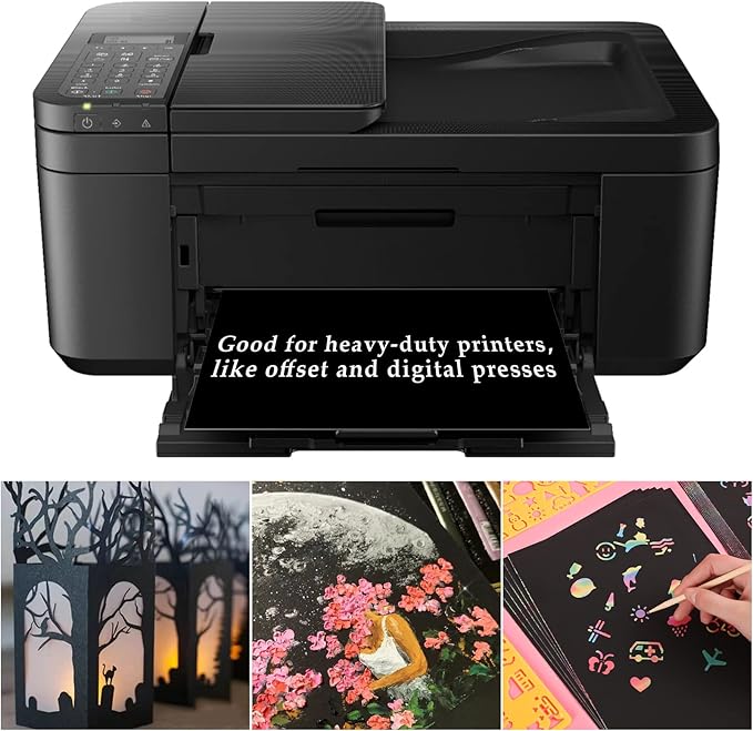 QTLCOHD 200 Sheets Black Cardstock, 8.5 x 11 Inch, 92 lb Construction Paper Bulk, Heavyweight Cover Printer Card Stock for Scrapbooking, Arts & Crafts, Invitations, DIY Cards