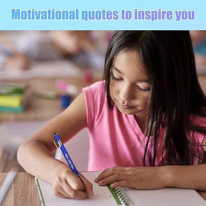 Greengines 50 Pcs Inspirational Pens - Motivational Ballpoint Pens Bulk with quotes Stylus Tip Gifts for School Coworkers Office Supplies Black Ink