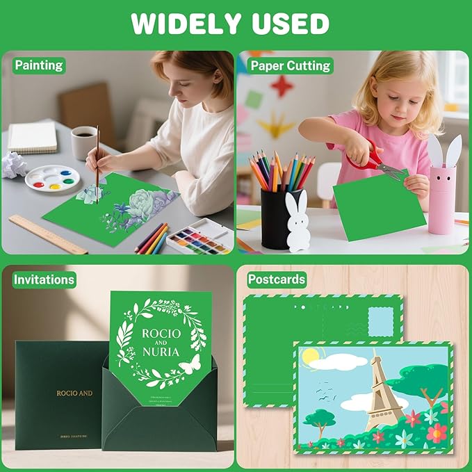Cardstock 8.5 X 11, 40 Sheets,Christmas Green Card Stock, 75lb/ 180gsm,Dark Green Copy and Printer Paper For Art, Drawing, Invitations, DIY Cards, Craft, Construction, School & Office Supplies