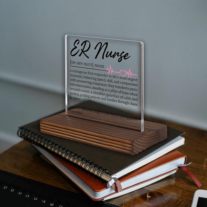 Emergency Nurse Gifts, Thank You Appreciation Gifts for ER Nurse Week Graduation Birthday Christmas Emergency Office Desk Decor Decorative Signs Plaque PA002