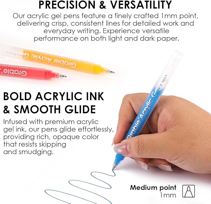 Grabie 5 Themes Value Bundle Bold&Bright Coloring Kit, 60 Colors Acrylic Gel Pens&Coloring Book, Medium Point Colored Gel Pens, Acrylic Gel Ink Pen Assorted Colored for Drawing, Note Taking