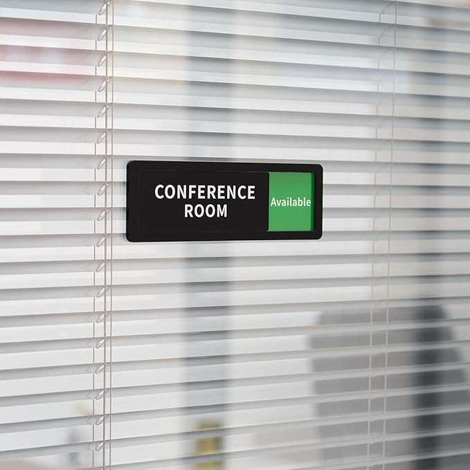 Conference Room Office Door Sign Do Not Disturb,Versatile In-Use/Available Slider Sign for Business Home, Meeting Vacant Occupied Privacy Room Sign,Frosted Black 8" x 2.6"