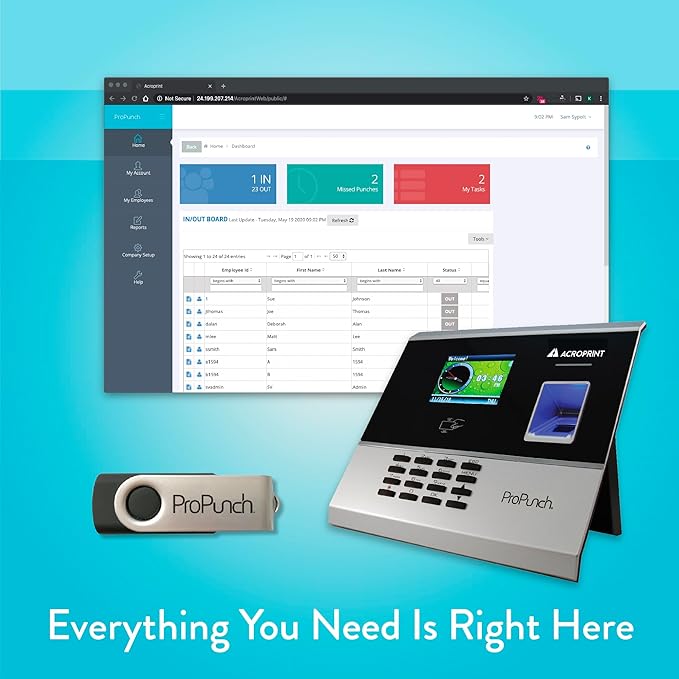 Acroprint ProPunch Time Clock System for Employees – Biometric Fingerprint Time Clock for Small Business, No Monthly Fees, Advanced Time Card Machine with Employee Time Tracker
