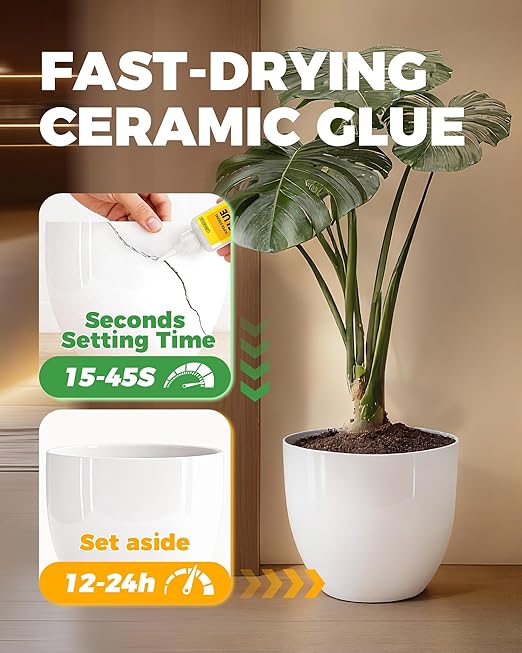 Super Glue for Ceramic Liquid,【Invisible & Dual Molecular Lock Tech】 Clear Ceramic Repair Glue, CA Glue for Plastic Glass Metal Etc, 40ML Thin Low-Viscosity Cyanoacrylate Instant Glue Quick Dry