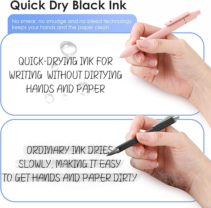 Donyang Gel Pens, 5pcs 0.5mm Cute Black Ink Fine Point Pens With Smooth Writing, Quick Dry Pens For Journaling Note Taking, Teacher Work Desk Accessories Office Supplies for Men Women