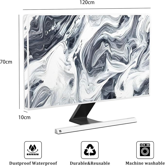 Baocicco Abstract Gray Marble Waterproof 50, 51, 52 Inch Television Cover Anti-Static Dustproof Protective Television Covers for TV Screen Abstract Modern TV Dust Cover for Home LED LCD OLED TVs