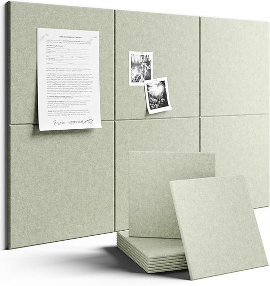 Fluxynara Large Felt Bulletin Board 36" x 24" Cork Board Alternative-6 Pack with 40 Safe Removable Adhesive Tabs, Cork Boards for Walls Cork Board for Home Office Classroom Pin Board - Sage