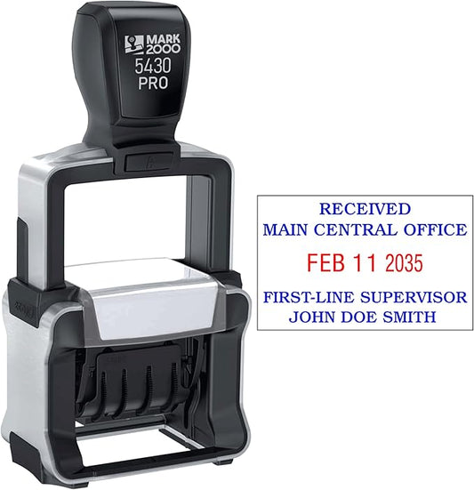Mark 2000 5430 Professional Self Inking Date Stamp with Custom Text - Up to 4 Lines of Text