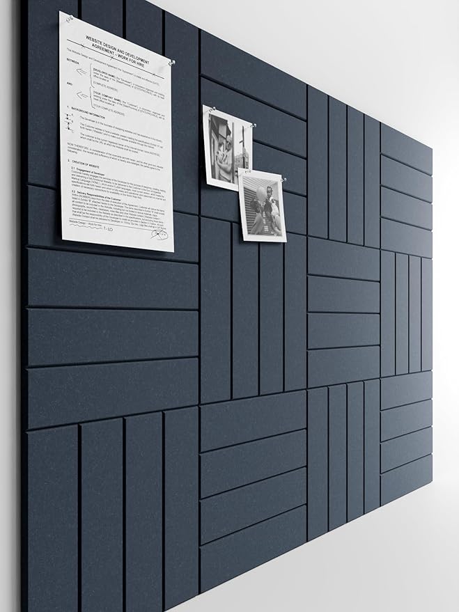 Bumusty Large Cork Board 47"x35" Alternative - 12 Pack Felt Wall Tiles with 70 Safe Removable Adhesive Tabs, 30 Pushpins, Cork Boards for Walls Pin Board Bulletin Board Office Decor -Navy