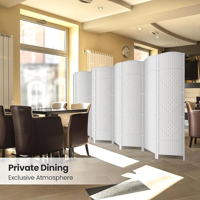 Cocosica Folding Room Divider, Weave Fiber Privacy Screen, Extra Wide Room Screen Divider Separator, Decorative Separation Wall Divider, Freestanding Room (8-Panel)