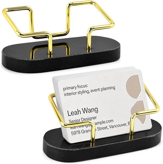 Qirvaten 2 Pieces Business Card Holder for Desk, Modern Business Card Display Stand, Gift Cards Organizer, Postcard Holder for Office, Reception, Desktop
