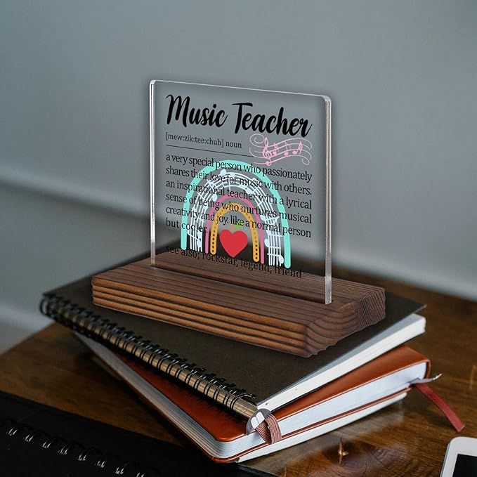 Music Teacher Gift Desk Sign, Inspirational Thank You Plaque for Band Choir Instructors, Music Educator Appreciation Decor for Classroom Office PA069