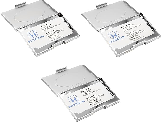 Stephanie Imports Set of 3 Slim & Minimalist Metal Business Card Holder Unisex Case (Silver Large Oval)