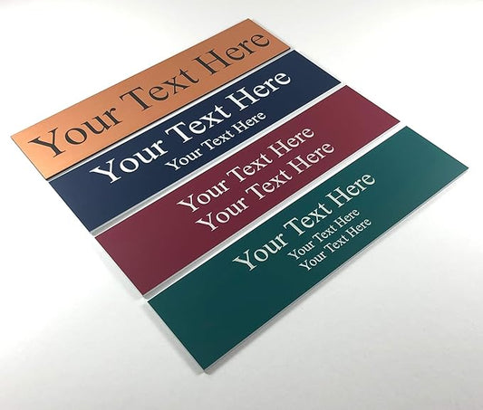 Office Desk Name Plate or Wall/Door Sign - 2x8 or 2x10 - Laser Engraved Sign - CUSTOMIZE. Holder available. Available in 21 colors and 17 fonts. Great gift idea - 10 Tags