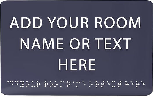ADA CENTRAL SIGNS - 9" X6" Personalized Custom Sign - ADA Compliant Tactile Graphics Grade 2 Braille Text Acrylic Wall Signs - Add Your Room Name Text Sign for Home School Office Business Workplace