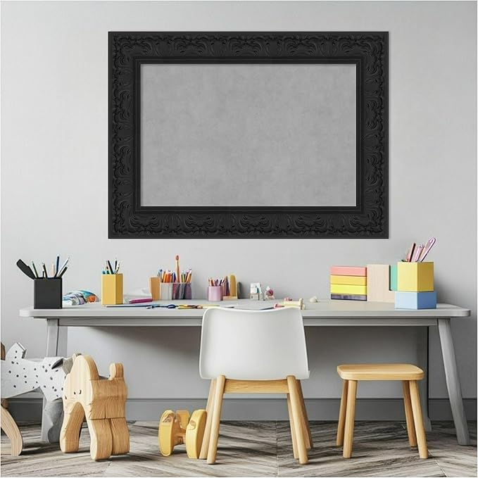 Amanti Art Black Framed Magnetic Board 23x31 Medium Vision Board for use with Magnets, 100% Metal Sheet to Display Items as Office Decor or for Home Organization in mudroom, Kitchen or Kids Room