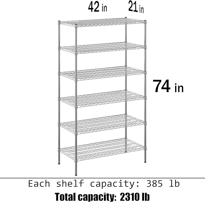 Regal Altair 21" Deep x 42" Wide x 74" Height Wire Shelving Kit | 6-Tier | NSF Commercial Storage Rack Unit
