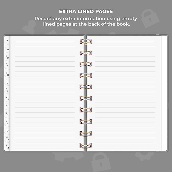 Clever Fox Password Book Spiral – Mini Internet Address & Password Organizer with Laminated Alphabetical Tabs – Small Password Keeper Journal – Hardcover, Pocket Size, 4.7x5.7” (Gray)