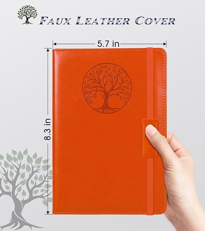Biuwory Lined Journal Notebook for Women Men,256 Pages A5 Hardcover Leather Journals for Writing,Travel,Business,Work & School,College Ruled Notebooks for Note Taking,Diary Notepad 5.7"×8.3" orange