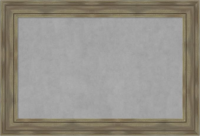 Amanti Art Grey Framed Magnetic Board 26x38 Large Vision Board for use with Magnets, 100% Metal Sheet to Display Items as Office Decor or for Home Organization in mudroom, Kitchen or Kids Room