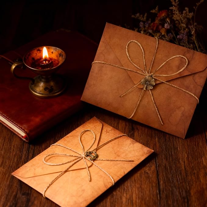 Stationary Paper and Envelopes,Letter Writing Stationery Set,Includes Vintage Papers,Vintage Envelopes,Retro Accessories,Ropes(60 Pieces)