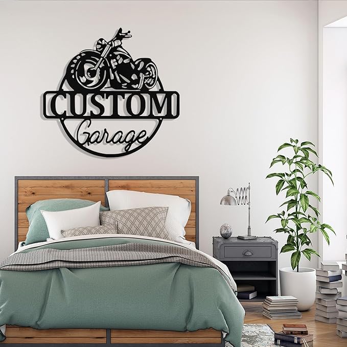 Custom Motorcycle Metal Signs Personalized Biker Name Sign Custom Garage Decor Motorbikes Wall Art Decor Motorcycle Sign Men Room Decorate Gifts for Men Husband Rider