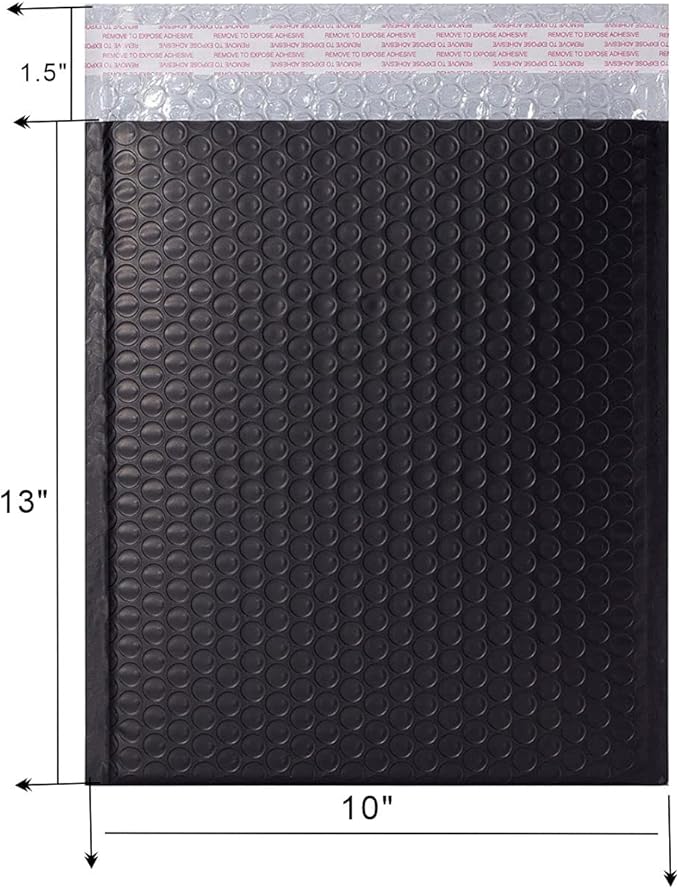 Shipping Bubble Mailers MEIANJU Padded Poly Mailer Envelopes L13xW10 inch Packaging Mailing Envelope Bag Self Seal Package Mail Supplies,black-25PCS