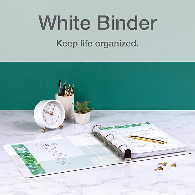 Cardinal 3 Ring Binder, Binders for School and Office, Durable 3 Inch Premier Easy Open Binder, ONE-Touch Locking Slant-D Rings, 650-Sheet Capacity, ClearVue Cover, PVC-Free, White (10330)