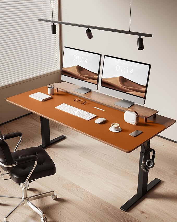 YSAGi Leather Desk Protector, Office Mat, Large Mouse Mat, Non-Slip PU Leather Blotter, Laptop Desk Pad, Waterproof Writing Pad for Office and Home (Brown, 47" x 17")