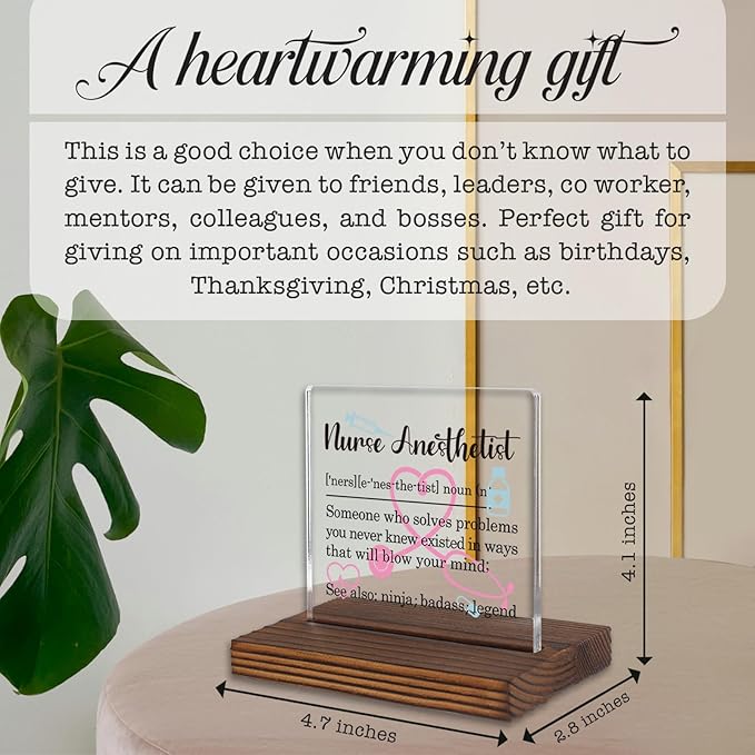 Nurse Anesthetist Gift for CRNA, Funny Desk Decor Plaque for Certified Registered Nurse Anesthetists, Graduation Appreciation Sign for OR Staff PA066