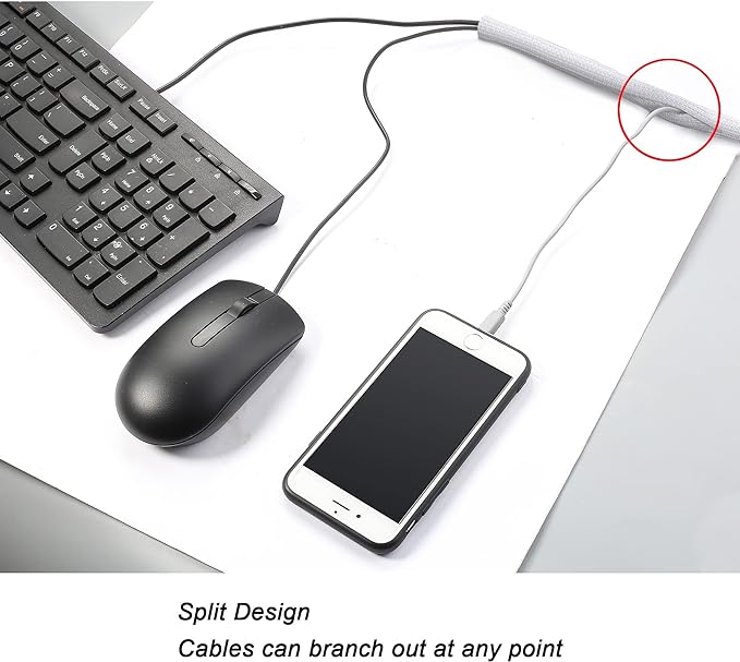 CrocSee 25ft - 1 inch Braided Cable Management Sleeve Cord Protector - Self-Wrapping Split Wire Loom for TV/Computer/Home Theater/Engine Bay - White