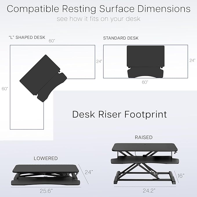 VIVO 26 inch Desk Converter, K Series, Height Adjustable Sit to Stand Riser, Dual Monitor and Laptop Workstation with Keyboard Tray, Black, DESK-V026KB
